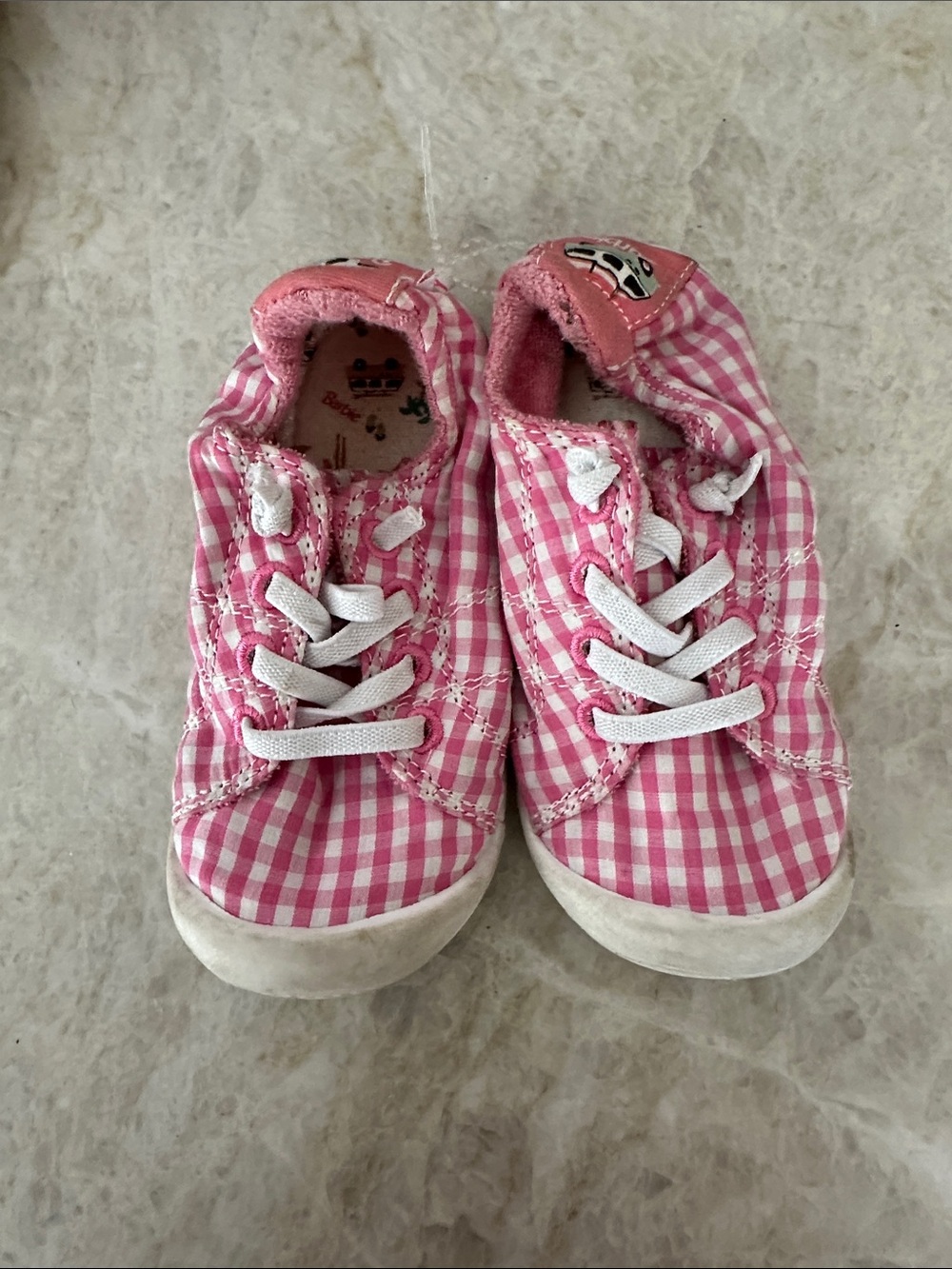 Roxy Kids Pink Gingham Lace-Up Sneakers